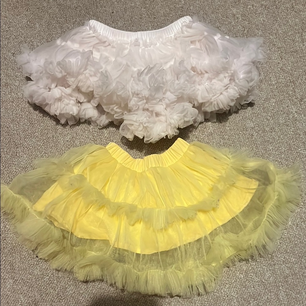 Yellow Mini Bubble Skirt with Ruffled Tiers